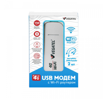 4G модем VEGATEL M24 Wi-Fi роутер c пигтейлами SMA, белый