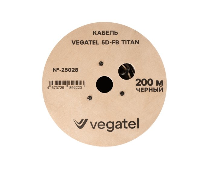 Кабель VEGATEL 5D-FB (Titan, черный) бухта 200м