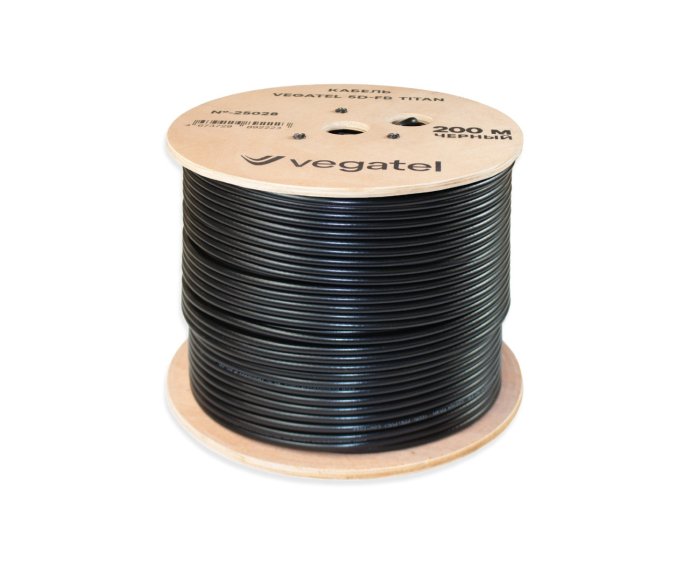 Кабель VEGATEL 5D-FB (Titan, черный) бухта 200м