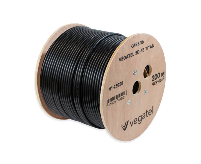 Кабель VEGATEL 5D-FB (Titan, черный) бухта 200м