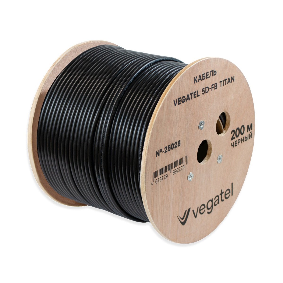 Кабель VEGATEL 5D-FB (Titan, черный) бухта 200м
