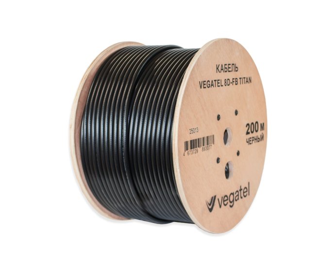 Кабель коаксиальный VEGATEL 8D-FB (Titan, черный) бухта 200м