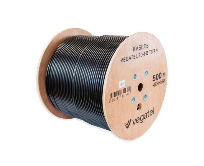Кабель VEGATEL 8D-FB (Titan, черный) бухта 500м