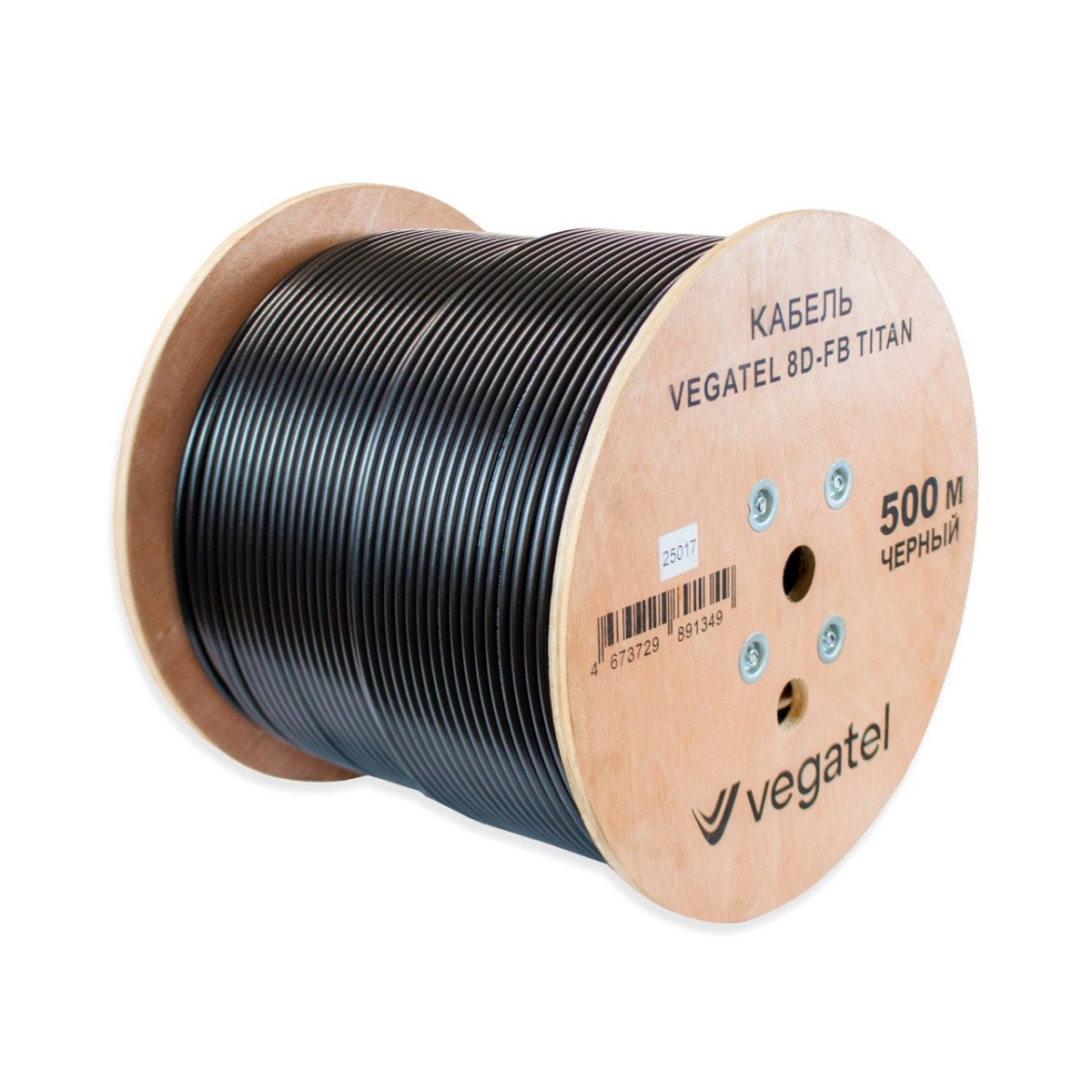 Кабель VEGATEL 8D-FB (Titan, черный) бухта 500м