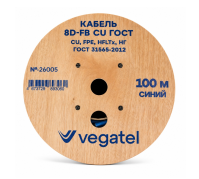 Кабель коаксиальный VEGATEL 8D-FB Cu (ГОСТ, синий) бухта 100м