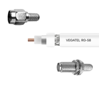 Кабельная сборка VEGATEL RG-58 A/U (ГОСТ, PVC, белый) (SMA-male - SMA-female) 20м