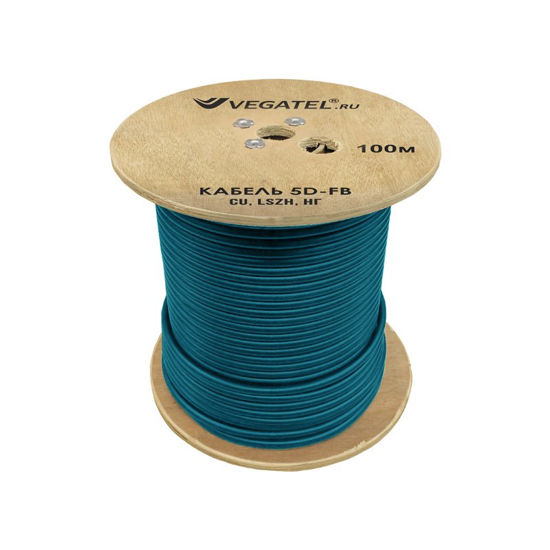 Кабель коаксиальный VEGATEL 5D-FB Cu (ГОСТ, синий) бухта 100м