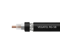 Кабель коаксиальный VEGATEL RG-58 A/U Cu (ГОСТ, PE, черный) бухта 100м