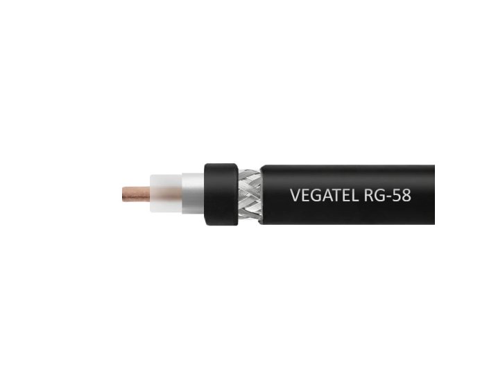 Кабель VEGATEL RG-58 A/U Cu (ГОСТ, PE, черный) бухта 500м