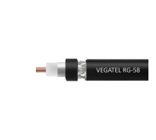 Кабель коаксиальный VEGATEL RG-58 A/U (ГОСТ, PVC, черный) 50м