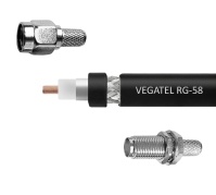 Кабельная сборка VEGATEL RG-58 A/U (ГОСТ, PVC, черный) (SMA-male - SMA-female) 20м