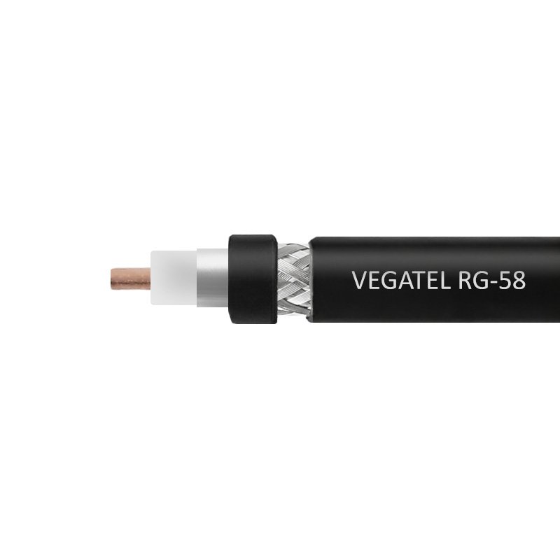 Кабель VEGATEL RG-58 A/U (ГОСТ, PVC, черный) бухта 500м